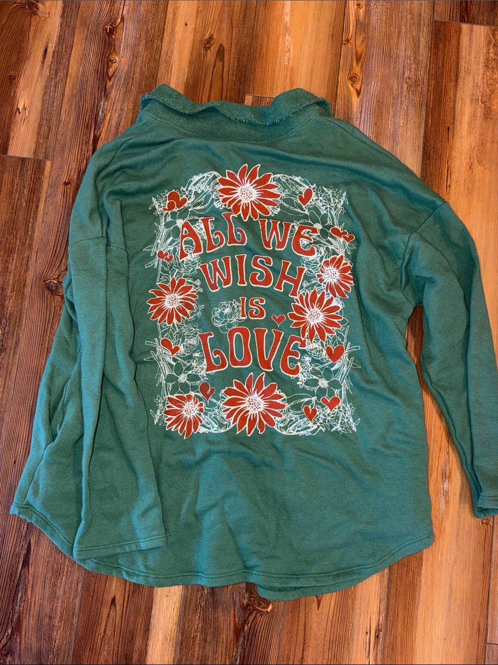 Bucket List Green Button-Up Shacket Size Large